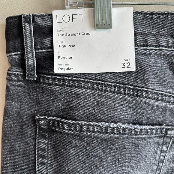 Loft Destructed The Straight Crop High Rise Jean Washed Black 32/14 - Picture 8 of 14